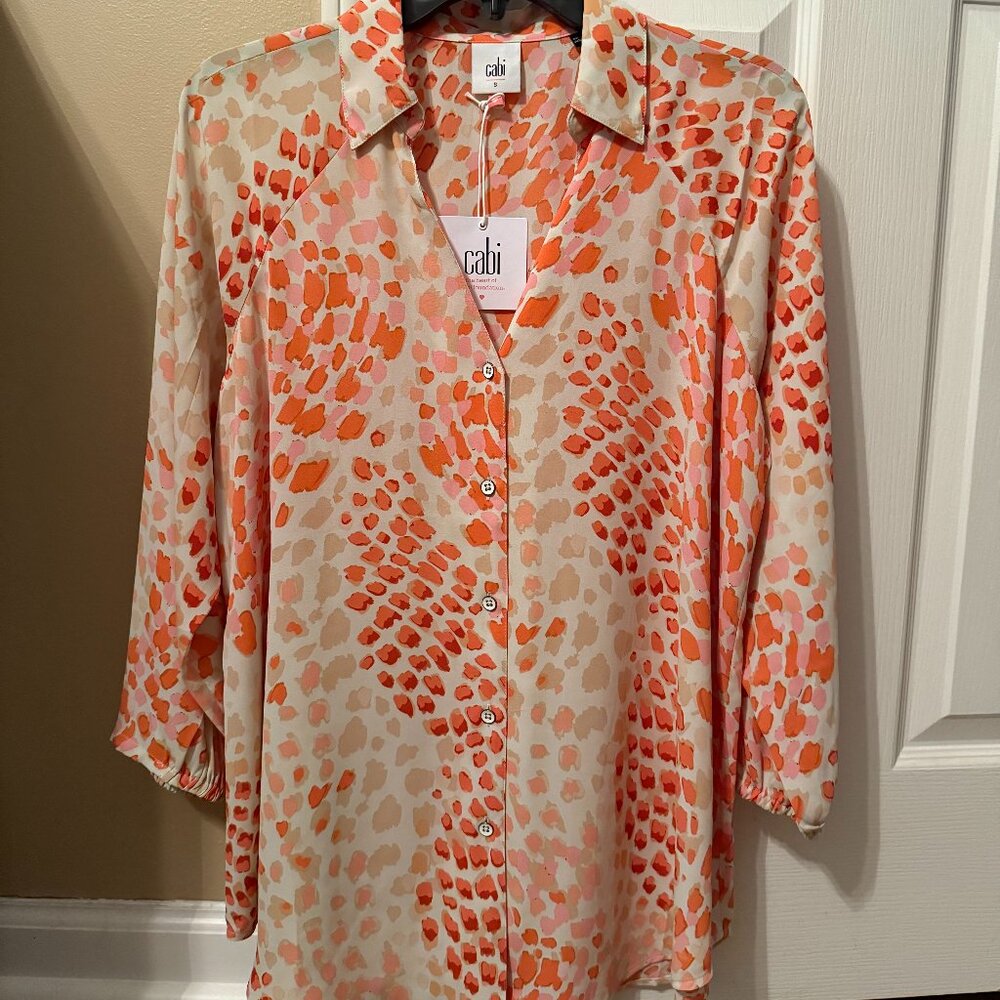 Cabi Go-To Blouse in Peach Cheeky Skin Item #6081 Size Small